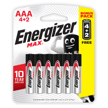 ENERGIZER MAX BATTERY AAA (4+2 FREE) 6PK Default Title