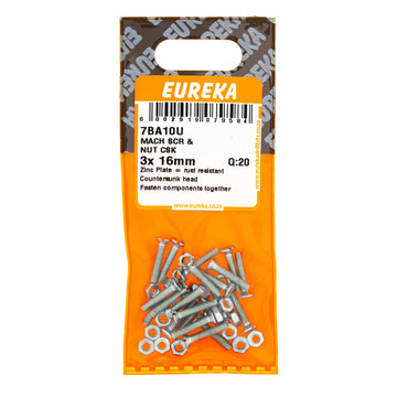 SCREW & NUT MACH CSK 3X16MM Q:15 EUREKA Default Title