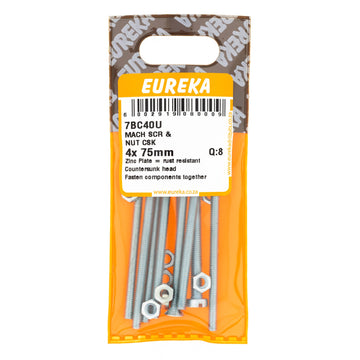 SCREW & NUT CSK 4X75MM Q:8 EUREKA Default Title