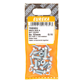 SCREW & NUT MACH CSK 5X12MM Q:102 EUREKA Default Title