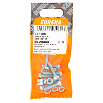 SCREW&NUT MACH CH/HD 5X20MM Q:15 EUREKA Default Title