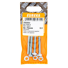 HEX SCREW&NUT GALV 6X75MM Q:4 EUREKA Default Title