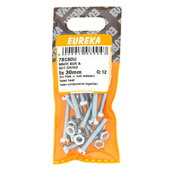 SCREW & NUT CH/HD 5X30MM Q:100 EUREKA Default Title