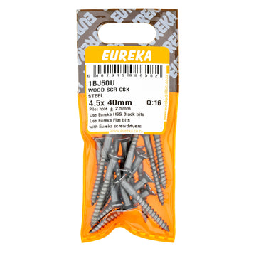 WOOD SCREW CSK STEEL 4.5X40MM Q:16 EUREK Default Title