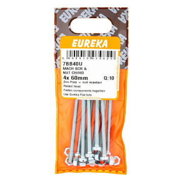 SCREW&NUT MACH CH/HD 4X60MM Q:100 EUREKA Default Title