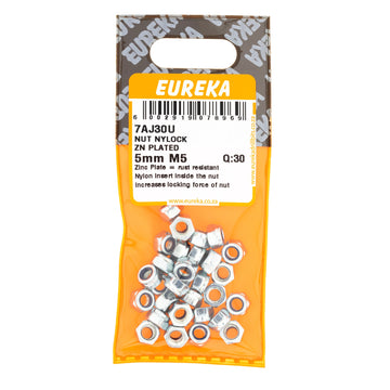 NUT NYLOCK ZN PLATED 5MM M5 Q:30 EUREKA Default Title