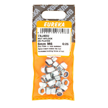 NUT NYLOCK ZN PLATED 6MM M6 Q:25 EUREKA Default Title