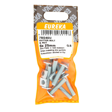 GUTTER BOLT & NUT6X25MM Q:8 EUREKA Default Title