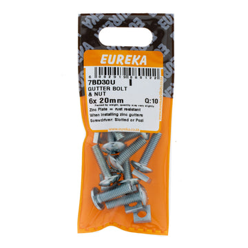 GUTTER BOLT & NUT6X20MM Q:10 EUREKA Default Title