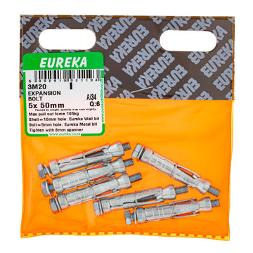 EXPANSION BOLT 10MM 5X50MM Q:6 EUREKA Default Title