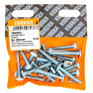 GUTTER BOLT & NUT6X40MM Q:20 EUREKA Default Title