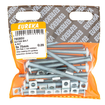 GUTTER BOLT & NUT 6X75MM Q:20 EUREKA Default Title