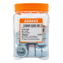 NUT HEX ZN PLATED 16MM Q:25 EUREKA Default Title