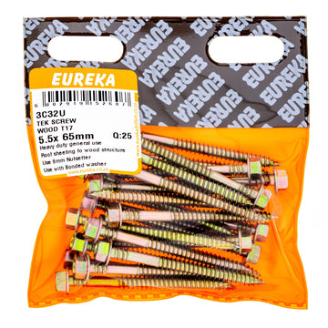 TEK SCREW WOOD T17 5.5X65MM Q:25 EUREKA Default Title