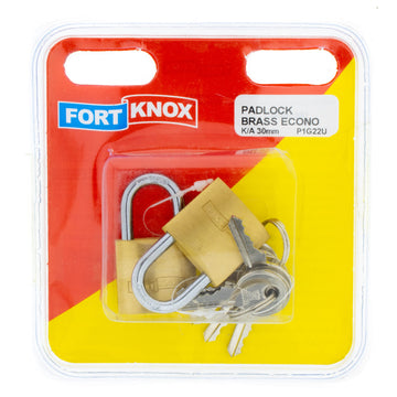 PADLOCK BRASS ECONO K/A 30MM Q:2 F/KNOX Default Title