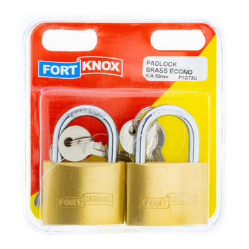 PADLOCK BRASS ECONO K/A 50MM Q:2 F/KNOX Default Title