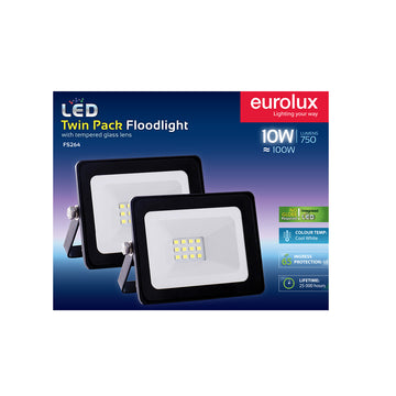 FLOOD LIGHT LED 10W 2 PACK EUROLUX Default Title