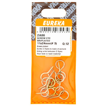 SCREW EYE BR/PL 11X24MM( 3) Q:12 EUREKA Default Title