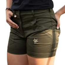 LADIES SHORTS OLIVE STRETCH BOSBOK