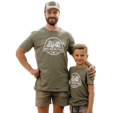 KIDS T-SHIRT OLIVE WITH TRACTOR BOSBUL