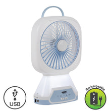 FAN MINI WITH LED EMERGENCY LIGHT & USB INPUT RECHAREGABLE