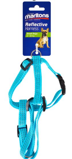 DOG HARNESS REFLECTIVE 15MM - BLUE