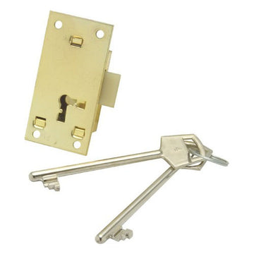 CUPBOARD LOCK 2 LEVER 64MM BRASS MACKIE