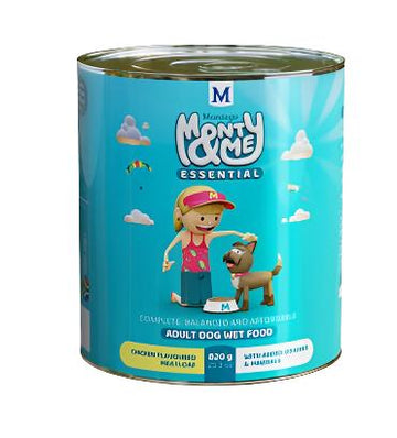 DOG FOOD WET CHICKEN 820G MONTY & ME