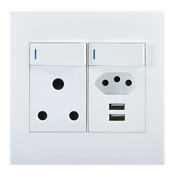 SWITCH SOCKET 2EURO USB SNGL WHT HORIZON