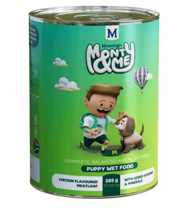 DOG FOOD PUPPY WET CHICKEN 385G MONTY & ME