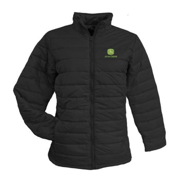 LADIES PUFFER JACKET BLACK JOHN DEERE