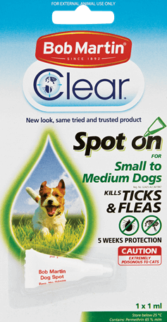 SPOT ON CLEAR S M DOG 1X1ML BOB MARTIN Hinterland