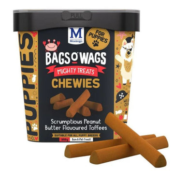 DOG TREATS PUPPY CHEWIES 350G BAGS O WAGS