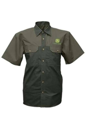 TWO TONE SAGE AND OLIVE SHIRT JOHN DEERE